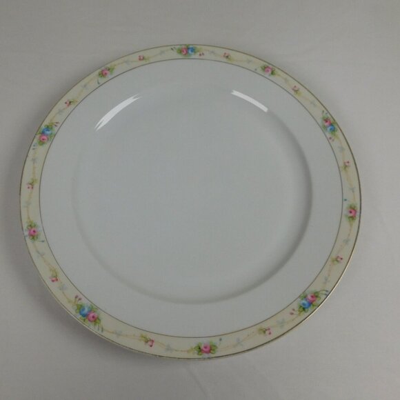 Noritake Marguerite 12" Round Chop Plate Pink Blue Roses Gold Band Handpainted - Picture 1 of 9